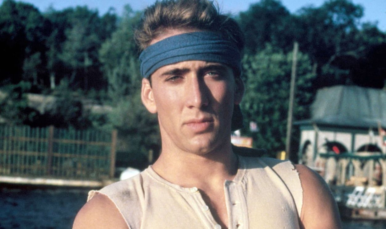 American actor Nicolas Cage on the set of The Boy in Blue, directed by British Charles Jarrott.