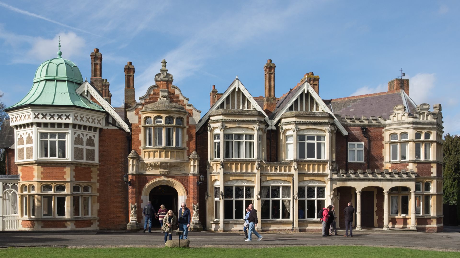Bletchley Park Mansion. This house was the headquarters for British codebreakers during World War II. The mansion is a Grade II Listed Building in England.