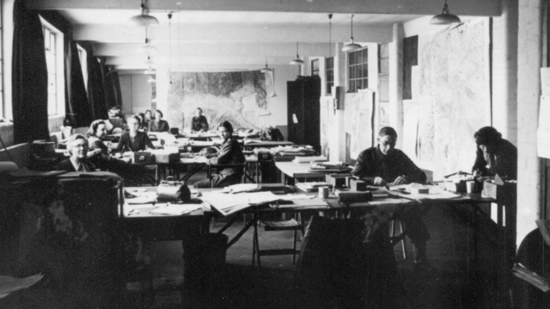SIXTA team at Bletchley Park screenshot - maybe 1943 - The SIXTA team's work provided complete and accurate information about the German signals organisation and the order of battle of its forces. Cecily Giles worked here
