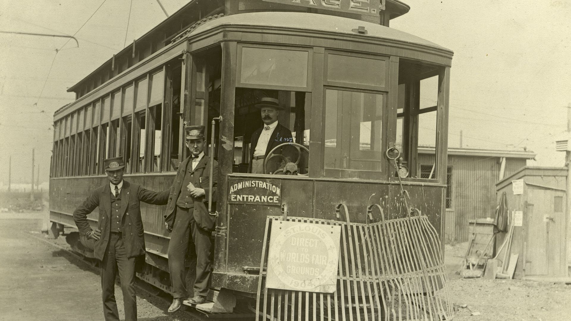 Title: Page Avenue Streetcar at the Street Railway Curve Near Skinker Road 1904 World's Fair Entrance.