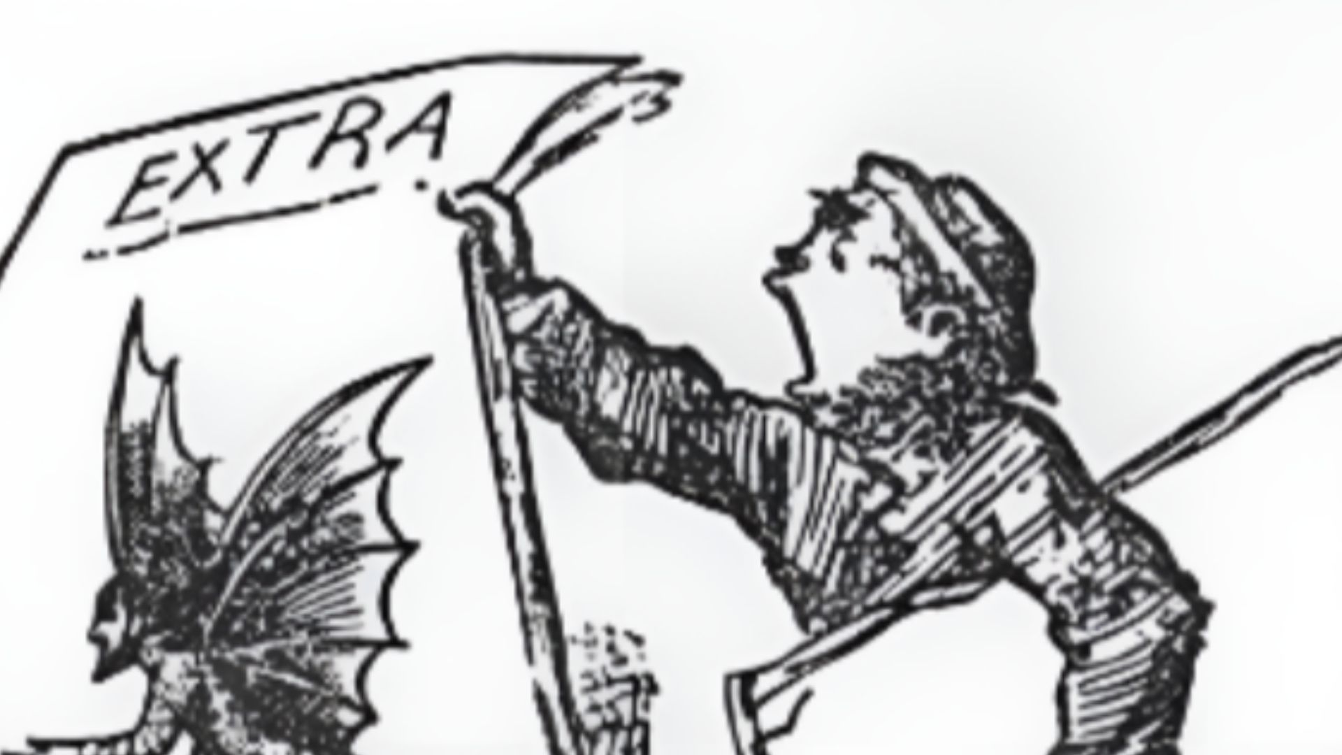 ewsboy from The New York Sun hawking a copy containing The Great Moon Hoax of 1835