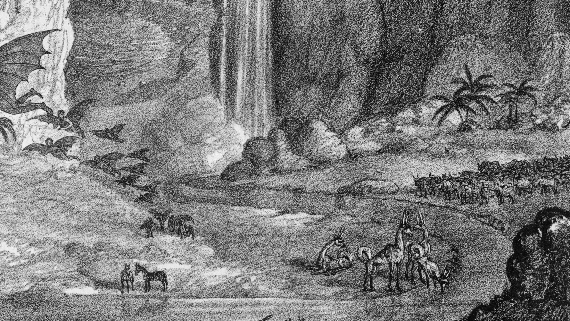 Title: Lunar animals and other objects Discovered by Sir John Herschel in his observatory at the Cape of Good Hope and copied from sketches in the Edinburgh Journal of Science.