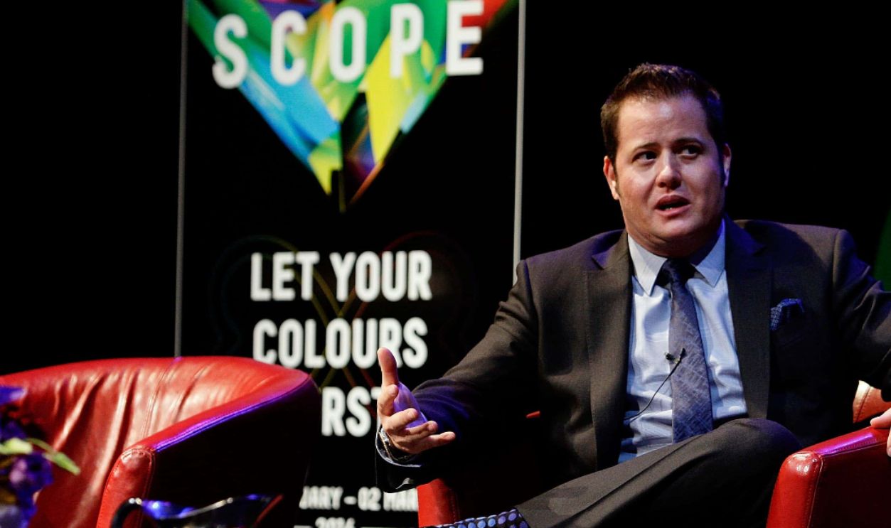SYDNEY, AUSTRALIA - FEBRUARY 26: Chaz Bono speaks to Dr Elizabeth Riley on stage as part of the 2014 Sydney Gay & Lesbian Mardi Gras at the Seymour Centre on February 26, 2014 in Sydney, Australia. Chaz Bono who was formerly known as Chastity, the daughter of Sonny and Cher, began living as a man in 2009. She is in Sydney as an ambassador for the 2014 Sydney Gay & Lesbian Mardis Gras. 