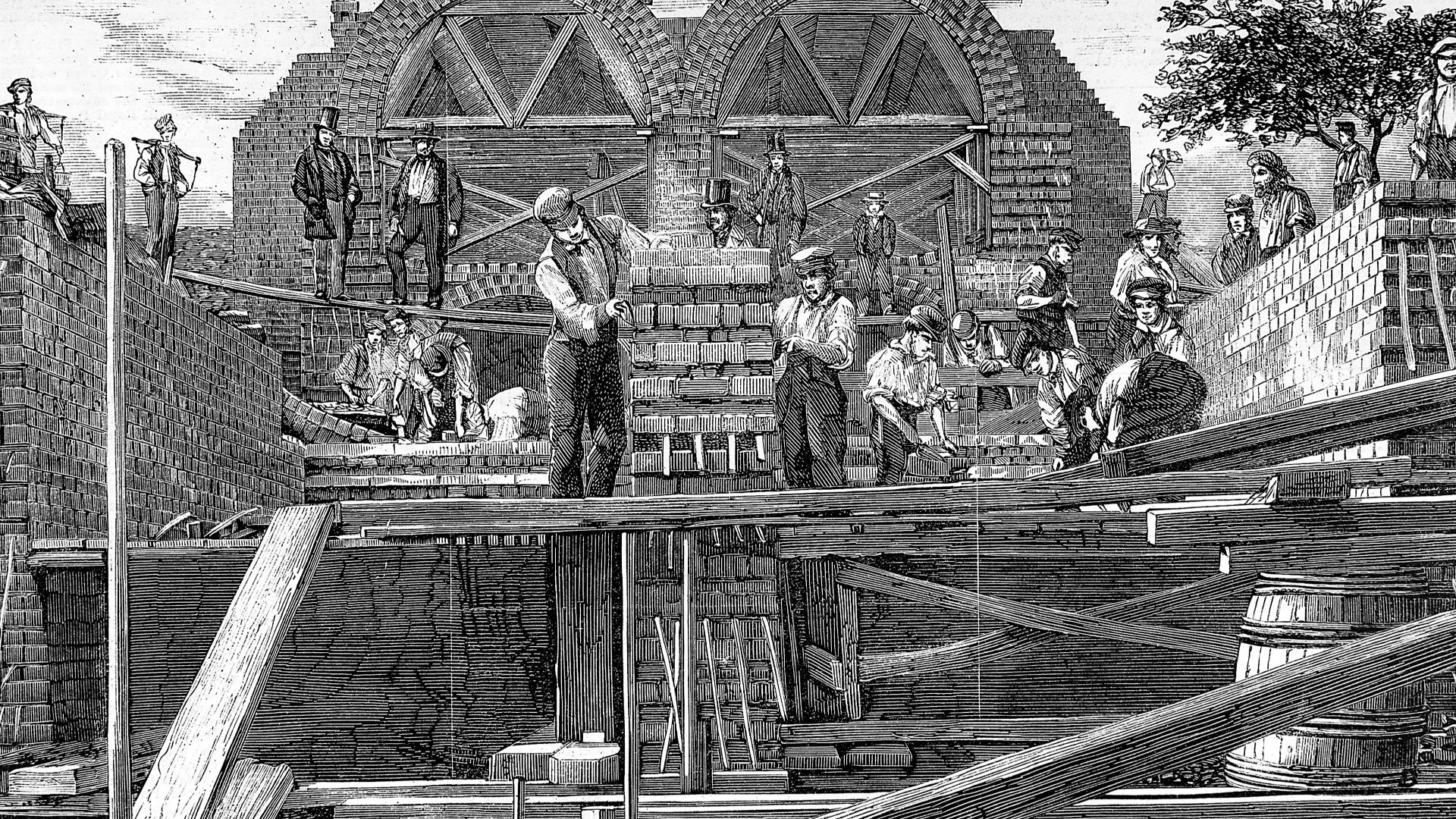 The main drainage of the Metropolis - sectional view of sewerage tunnels from Wick Lane, near Old Ford, Bow, looking westward

Wellcome Images