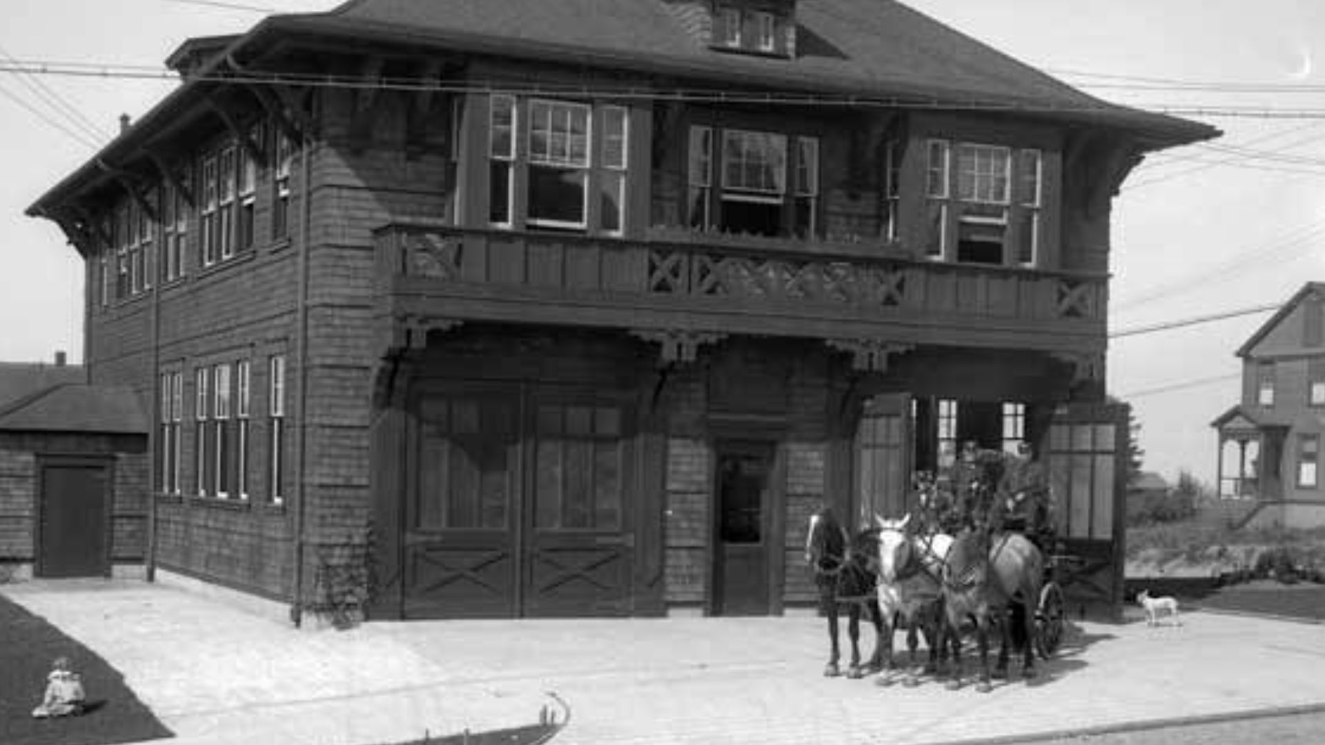When Fire Station No. 22 was built on Seattle's Capitol Hill in 1909, it housed firemen and a horse-drawn hose wagon. The station's hilltop location was an advantage because the horses could easily race downhill to fires. A motor pumper replaced the horse