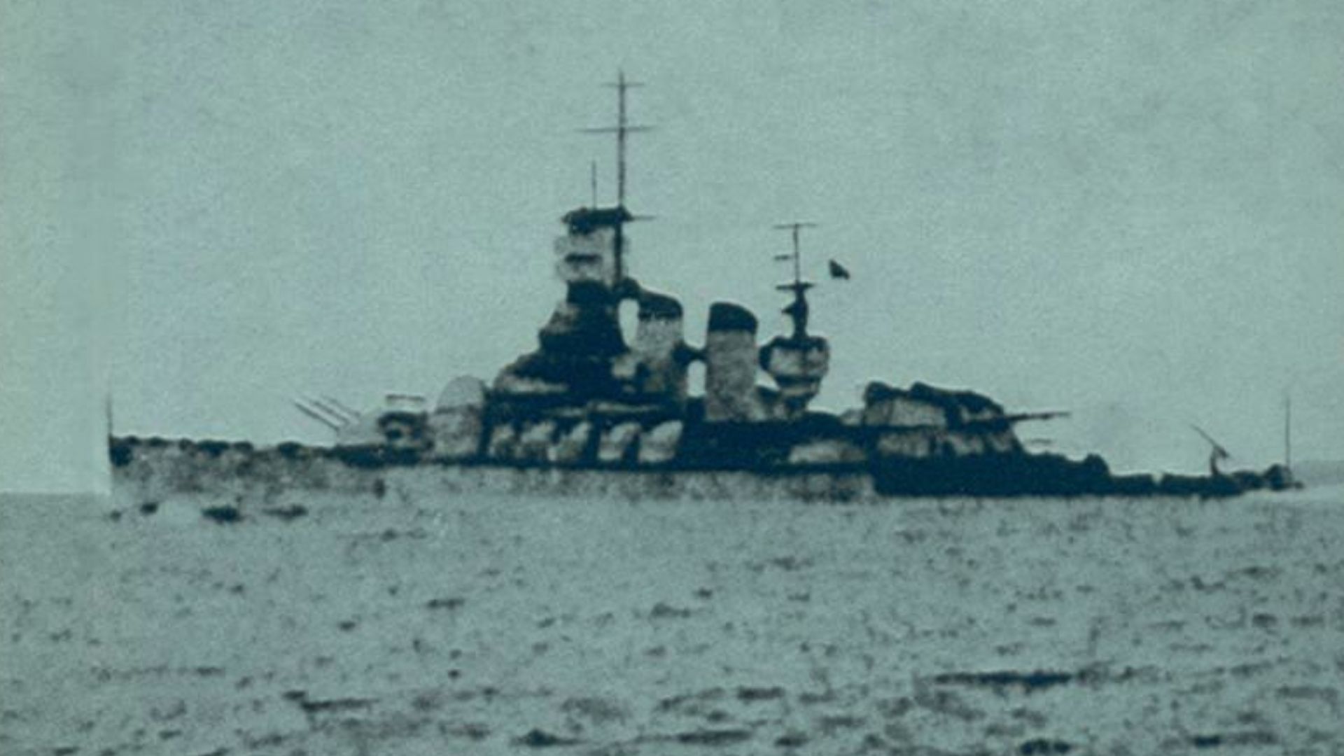 Italian battleship Vittorio Veneto after being torpedoed by British aircraft during the Battle of Matapan.