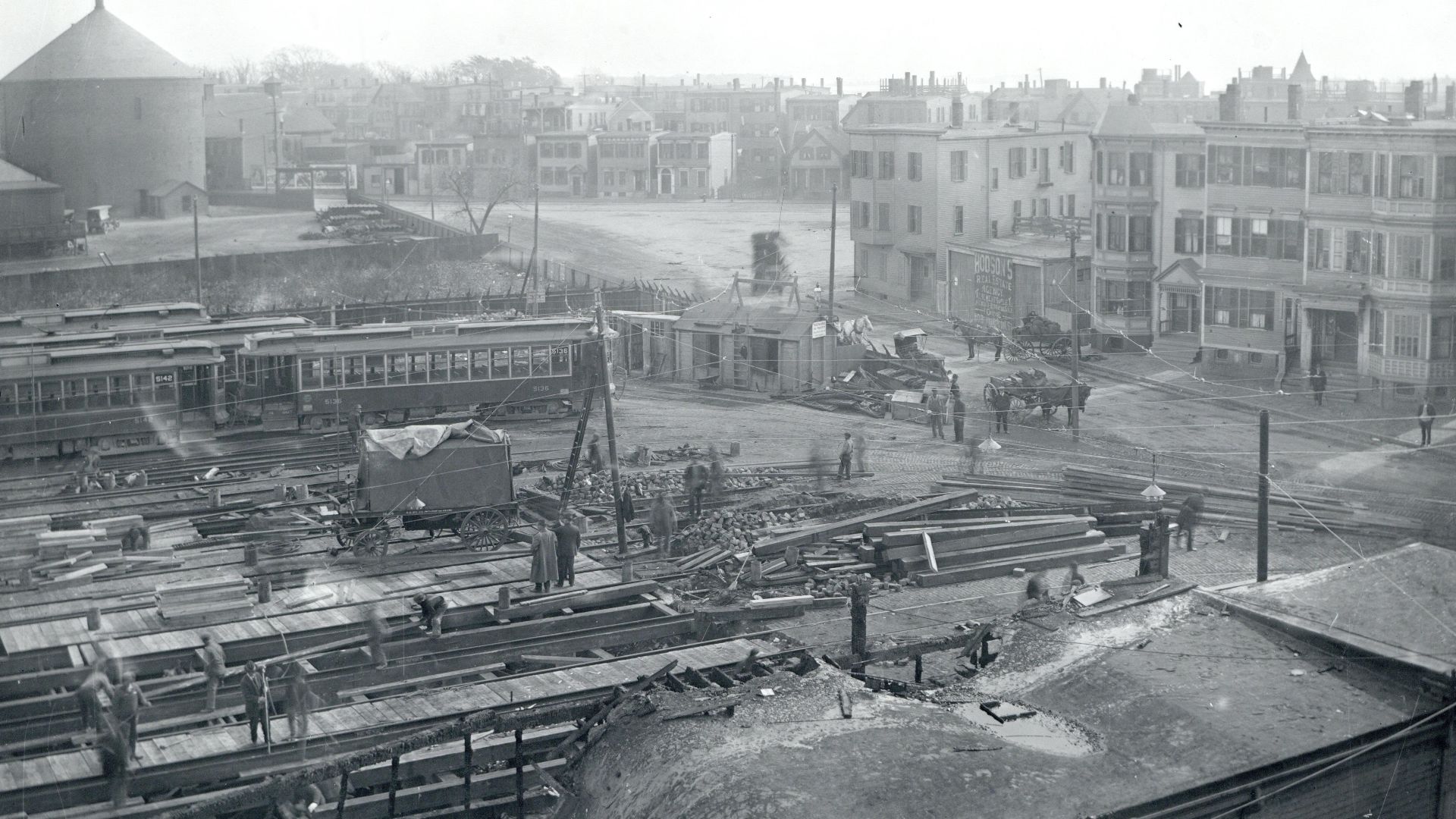 Title: Eagle Street Carhouse rebuildingCreator: City of Boston Public Works DepartmentDate: 1915 November 4Source: Public Works Department photograph collection, 5000.009File name: 5000_009_0432Rights: Public DomainCitation: Public Works Department