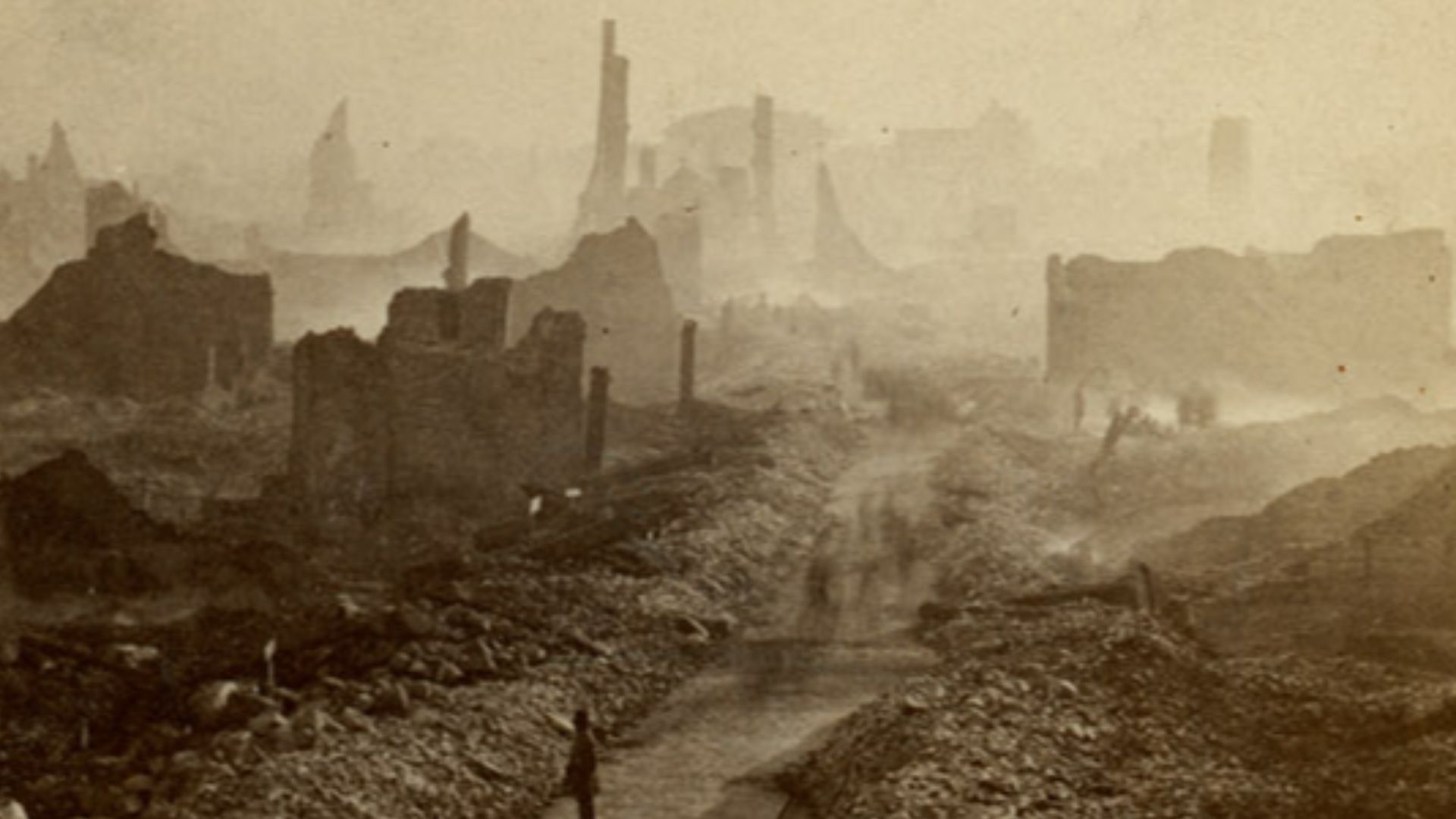 Text på baksidan/Text on back of the stereo card: The Summer Street Fire, 1872 Devonshire Street. Foto: okänd
SLS, Historiska och litteraturhistoriska arkivet

Signum: slsa1134_3