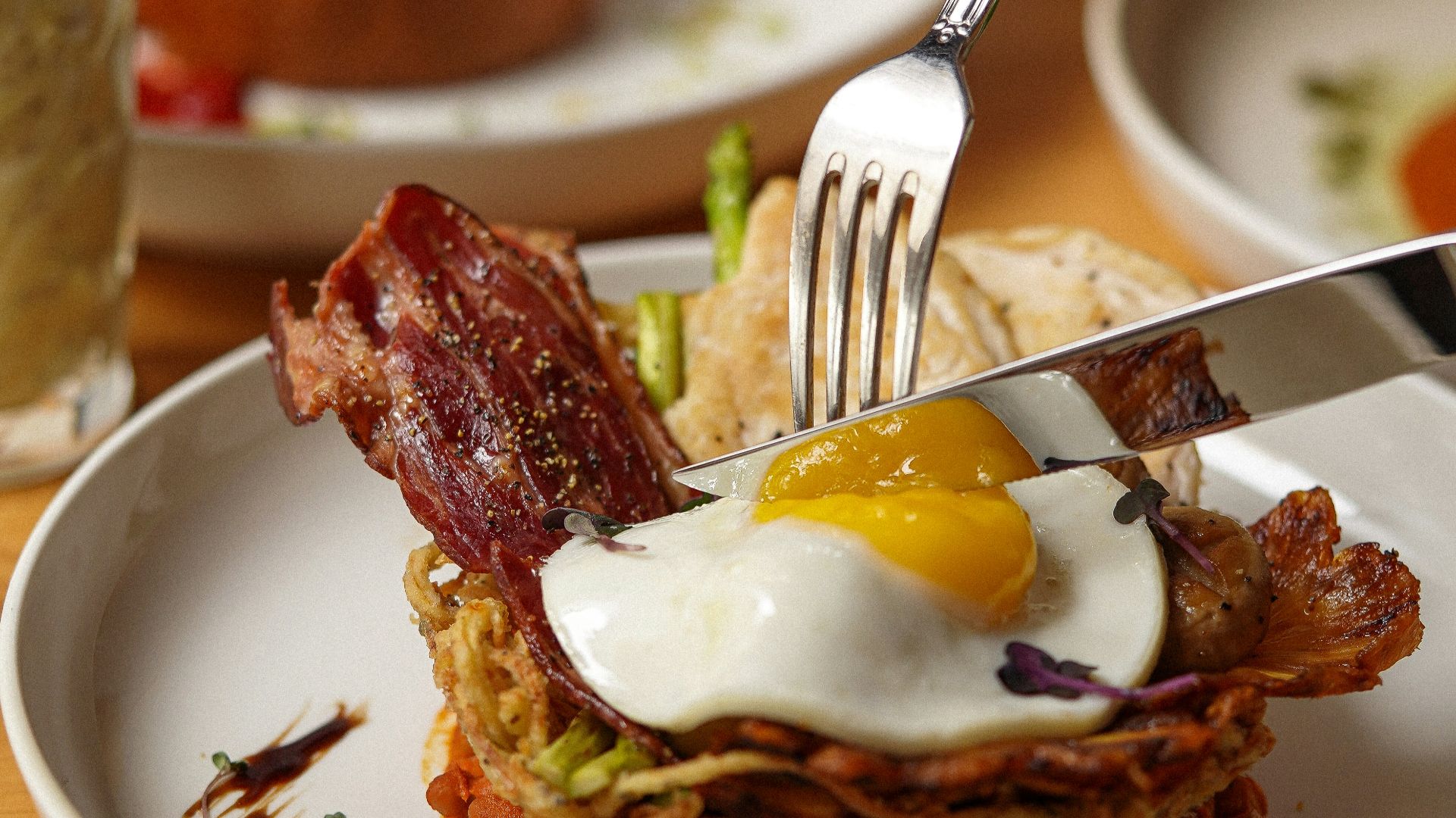 a person is eating a plate of food