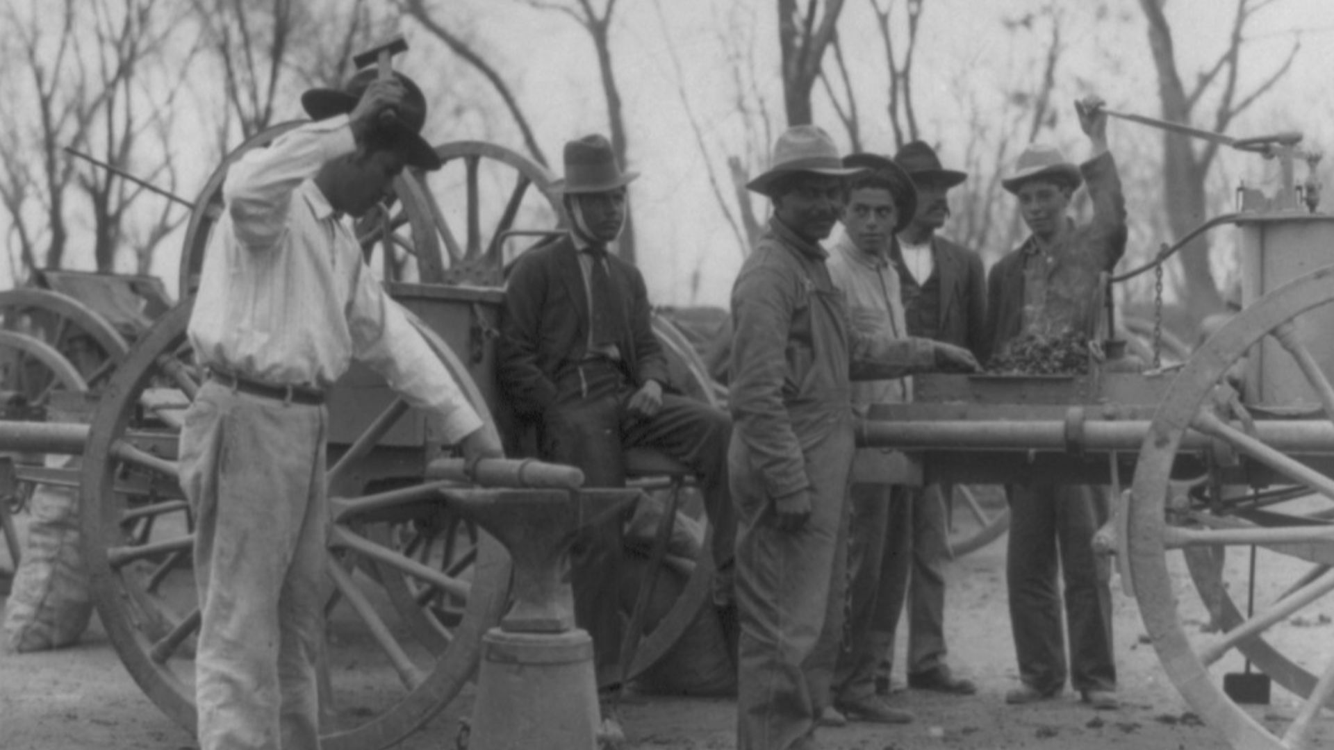 Title: Gen. Villa's blacksmithing and repair crew
Abstract/medium: 1 photographic print.