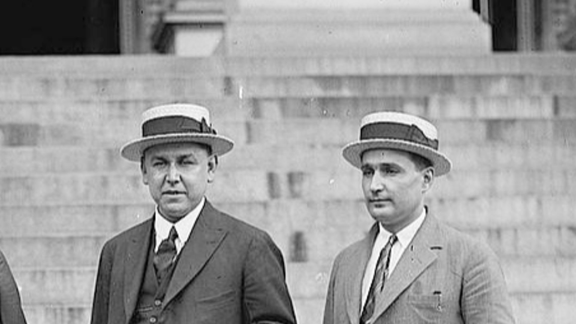 Adolfe de la Huerta with two unidentified men, President of Mexico