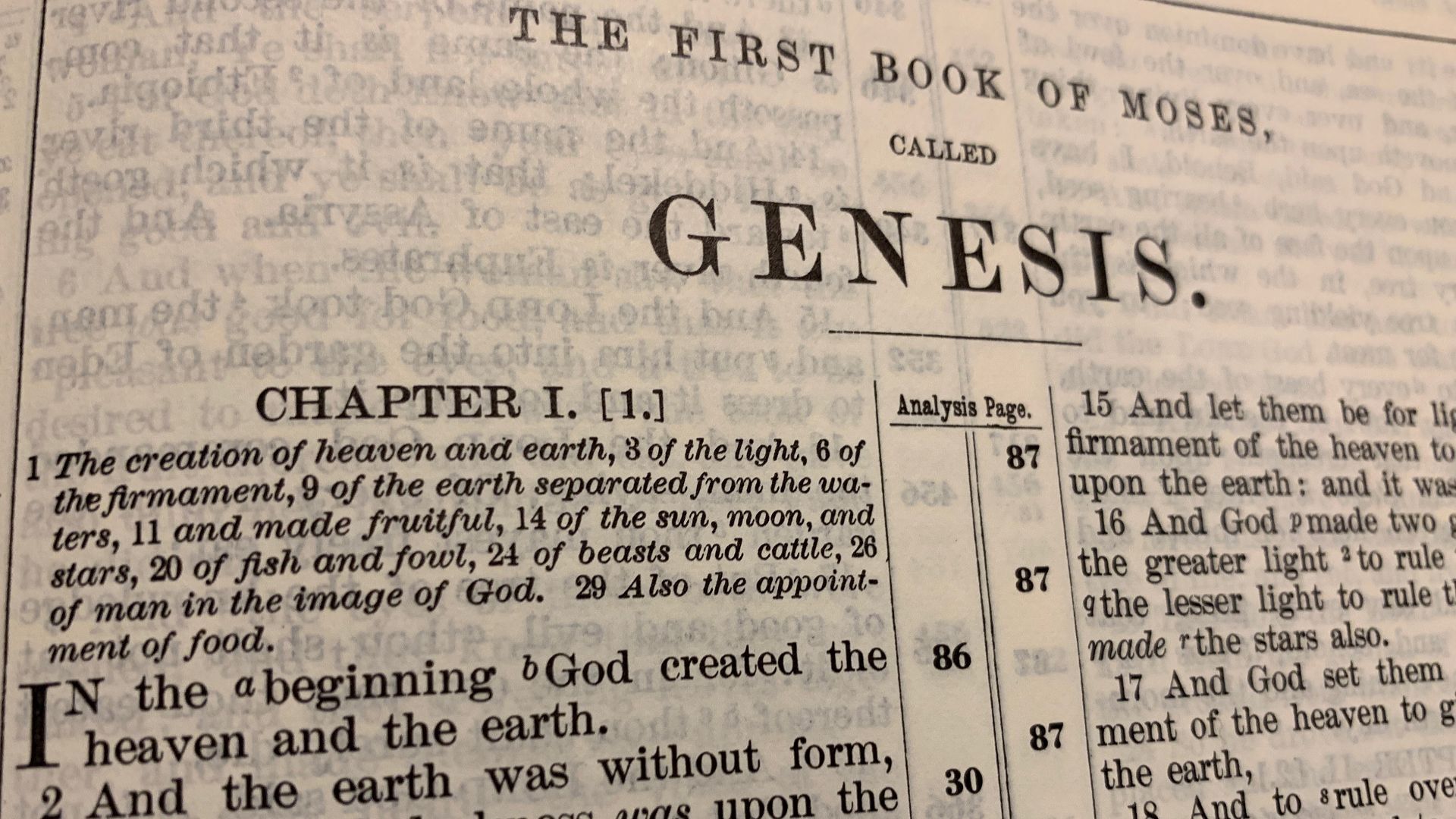 The book of Genesis. First book of Moses