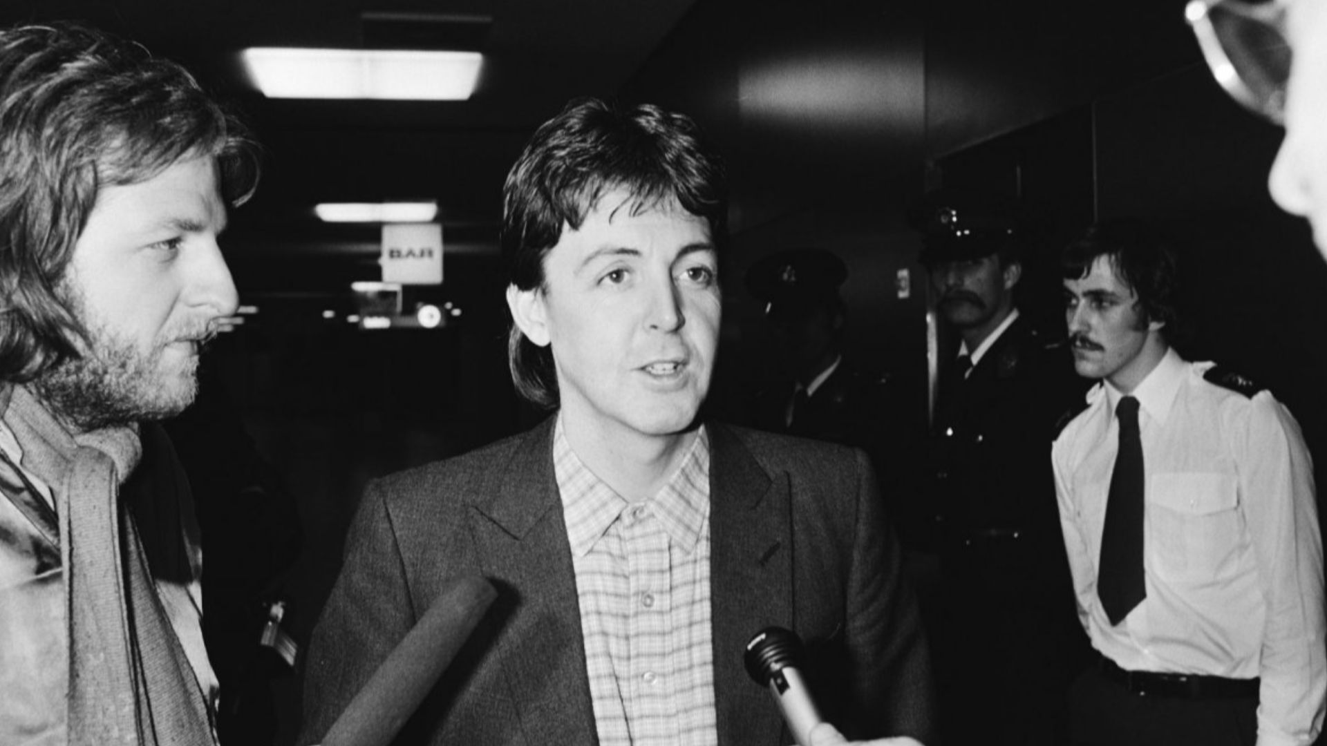 Paul McCartney arrives at Amsterdam Schiphol Airport in 1980.