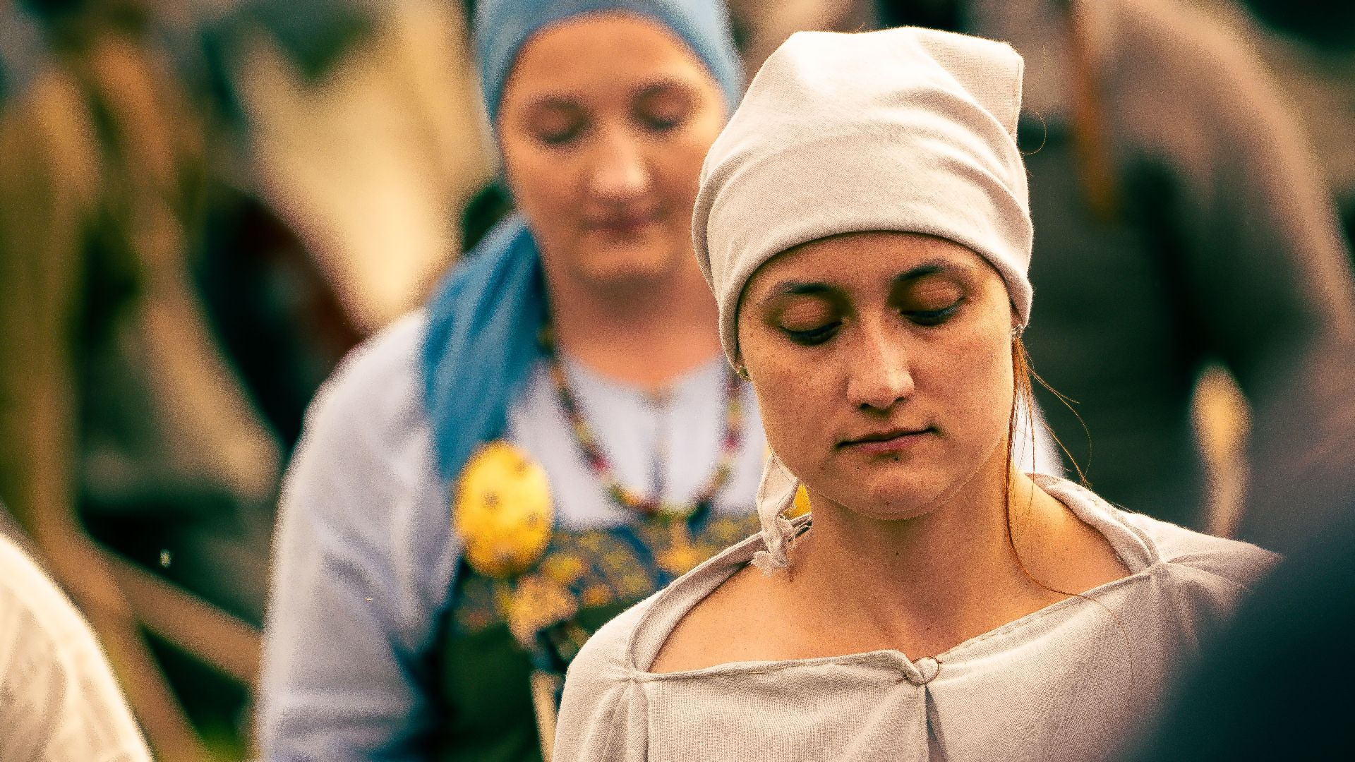 Authentic Viking reenactment captured in Szczecin, showcasing traditional attire and culture.