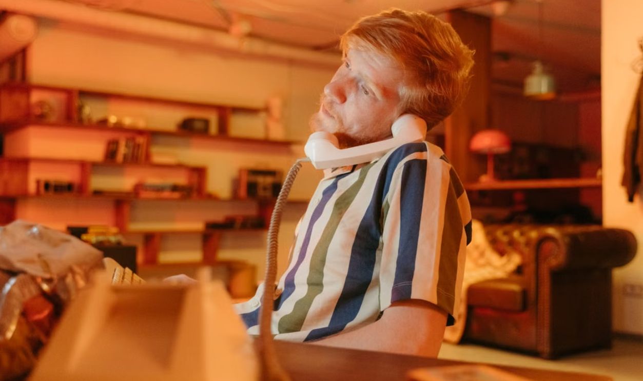 talking on the telephone