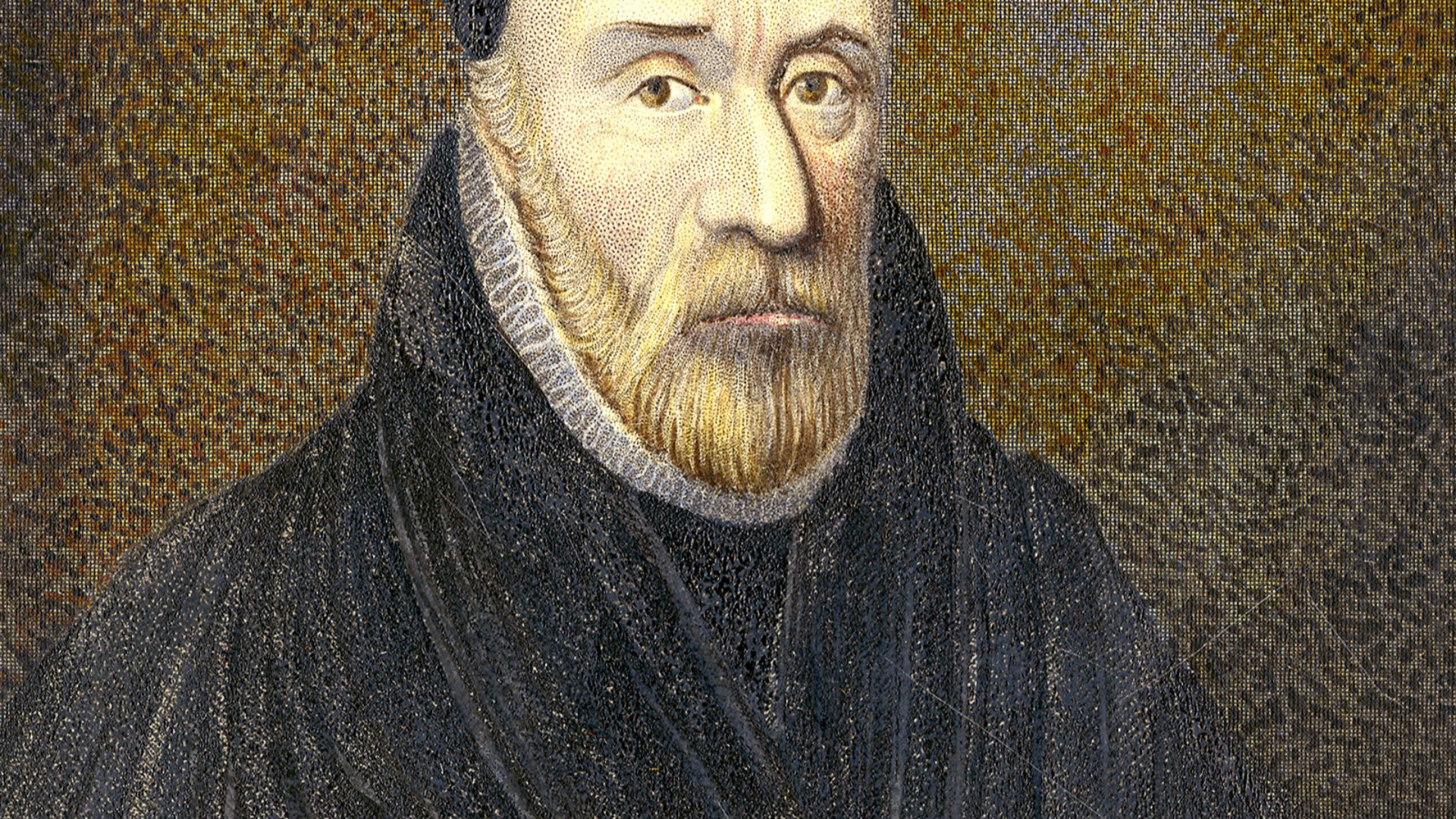 A portrait of William Tyndale (c.1494-1536) who translated the Bible from the original Hebrew and Greek into English.