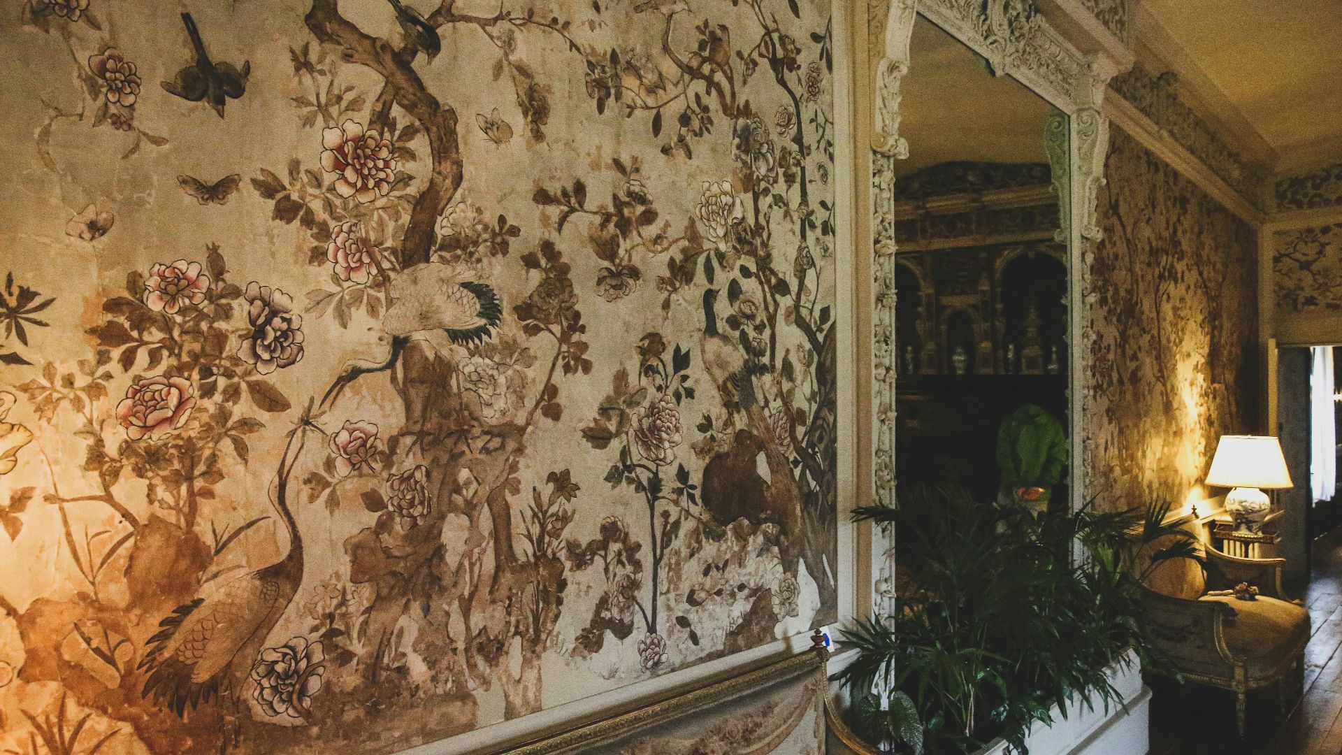 brown floral wall