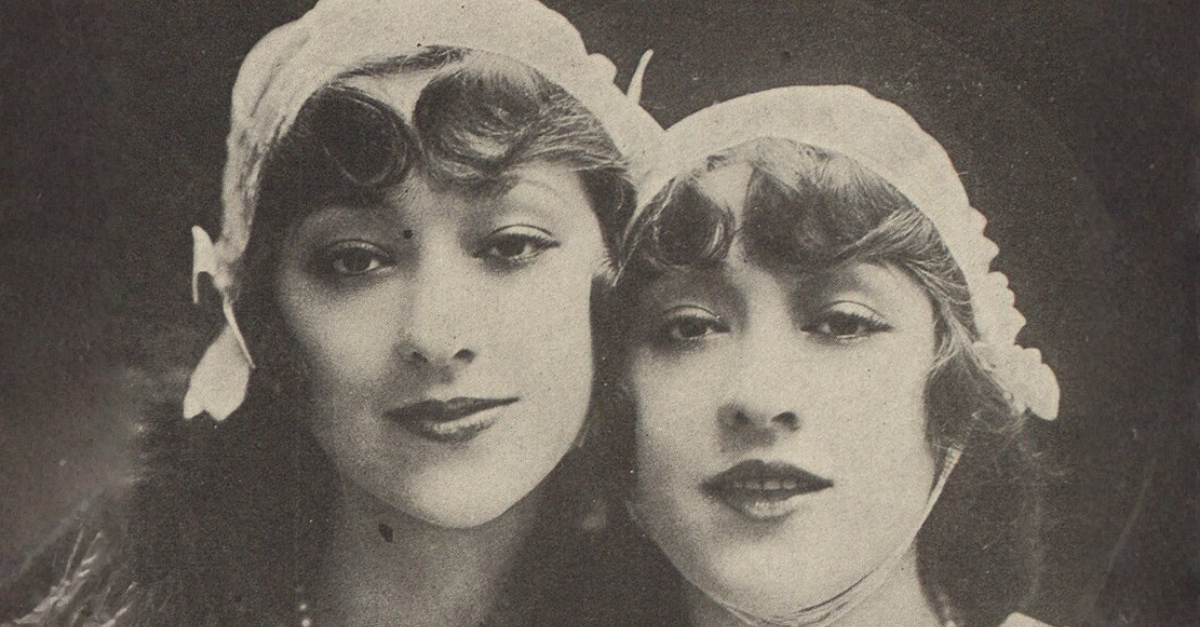 Close up portrait of the Dolly Sisters
