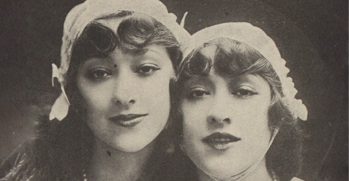Close up portrait of the Dolly Sisters