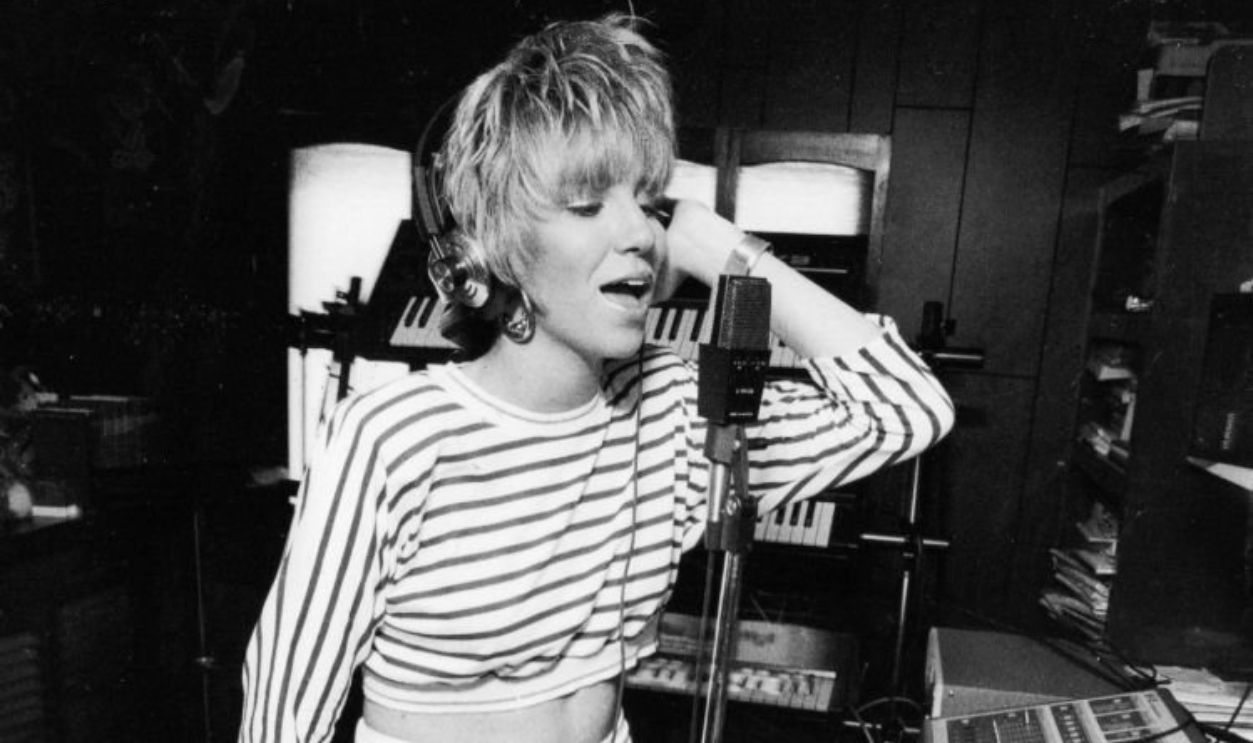Merrick, N.Y.: Singer Debbie Gibson, 16, practices in the studio in the basement of her home in Merrick, New York on June 11, 1987.