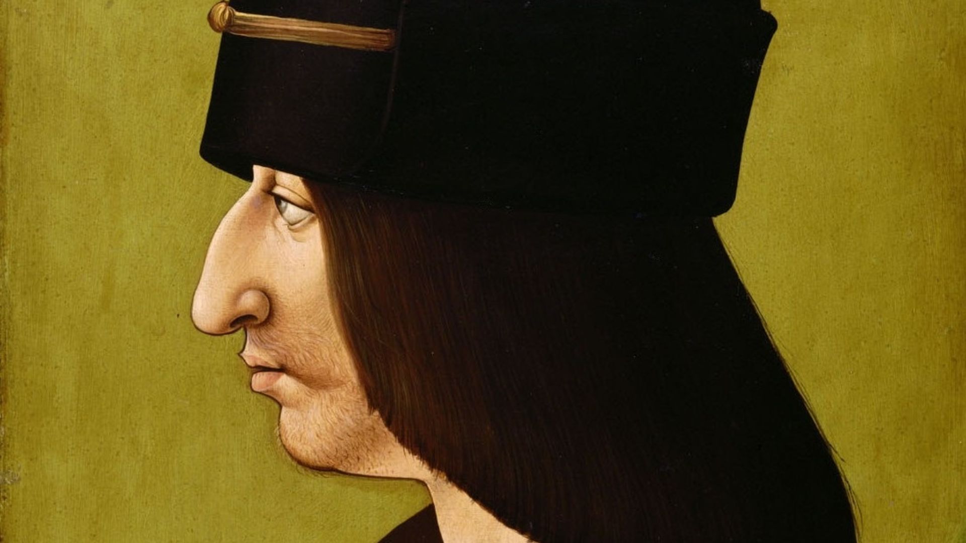 Portrait de Charles VIII, huile sur panneau (49,5 x 38 cm). Copie du XVIe siècle d'après un original perdu. Kunsthistorisches Museum Wien, Gemäldegalerie, Inv. 4432.