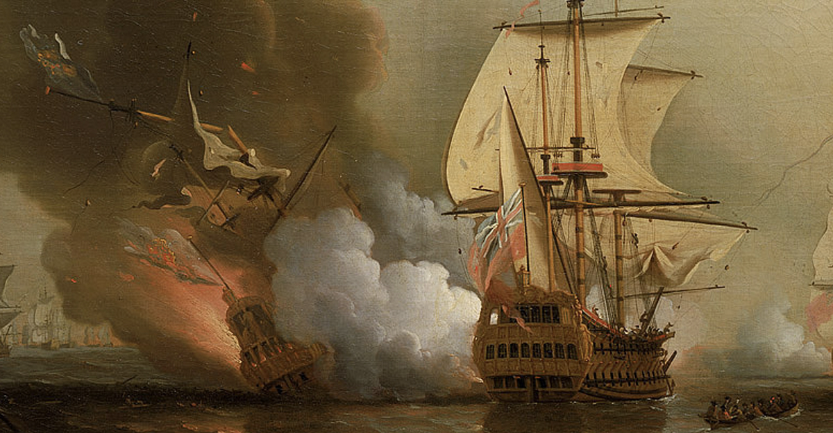 The San José galleon exploding.