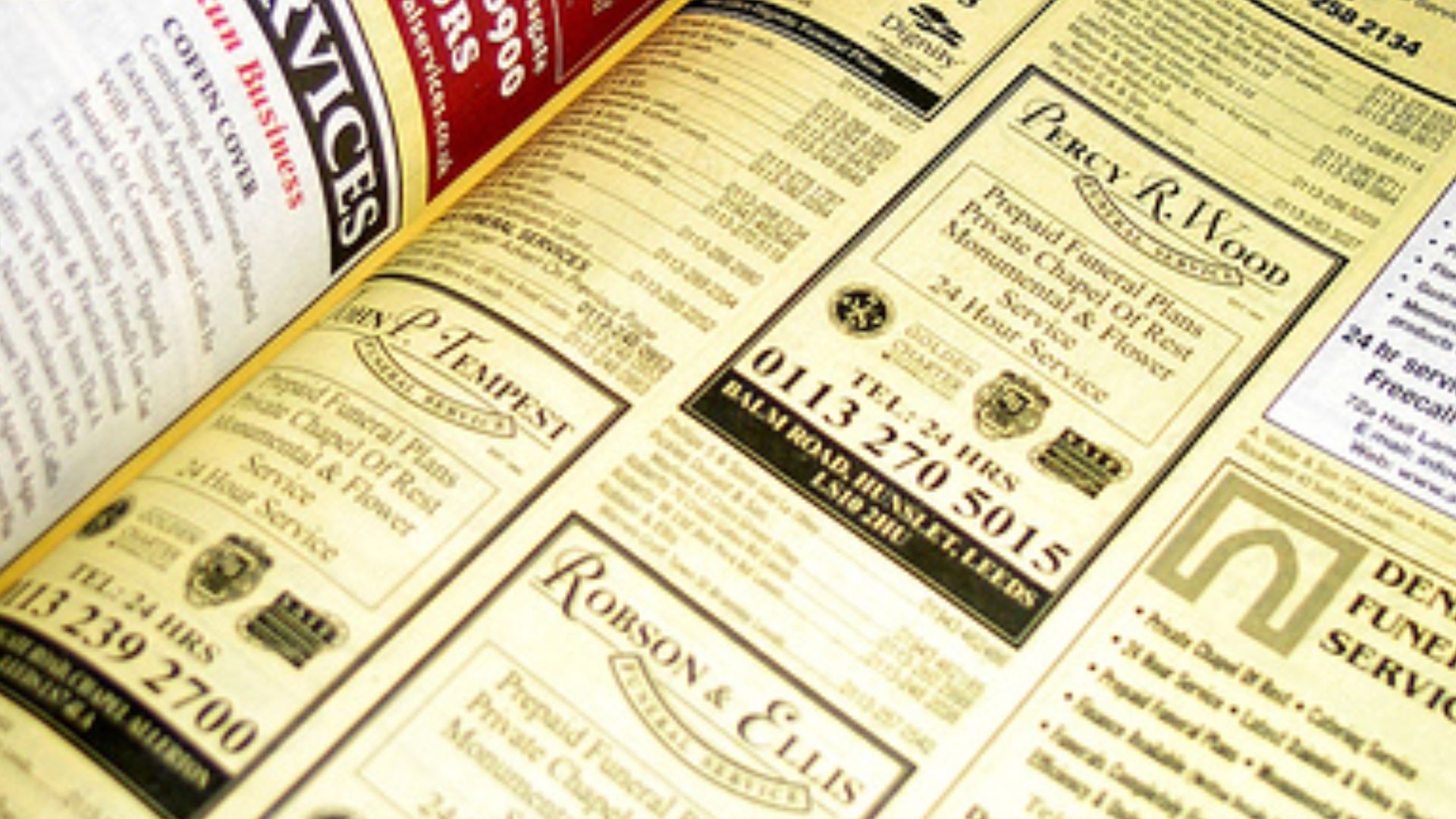 An open yellow pages type phone book
