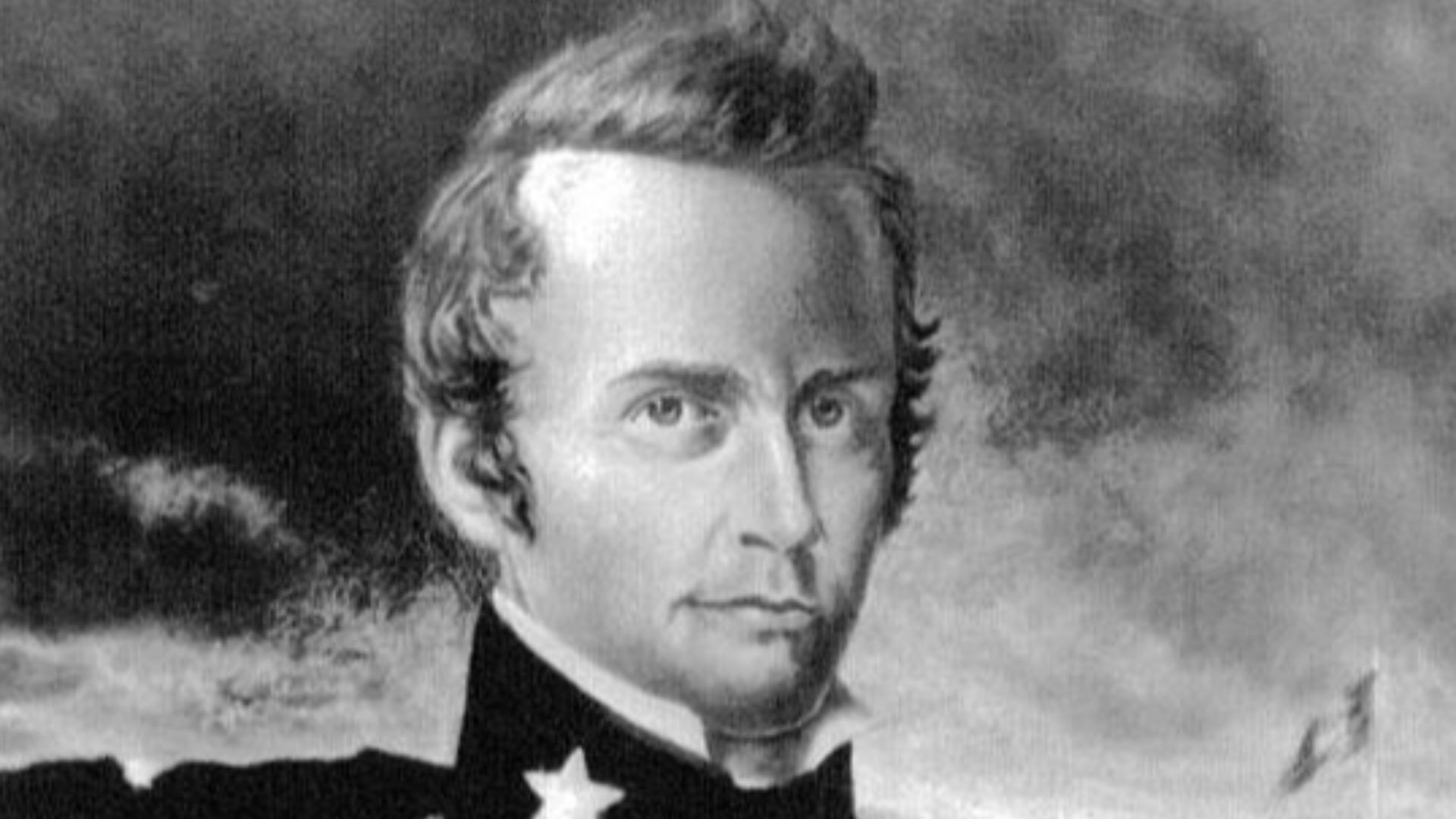 This is a painting of William Barret Travis, who died at the Battle of the Alamo in 1836.