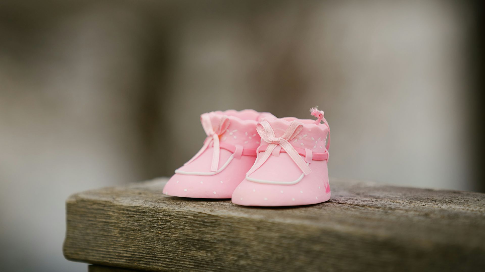 selective focus photography of pink shoes on wooden bench