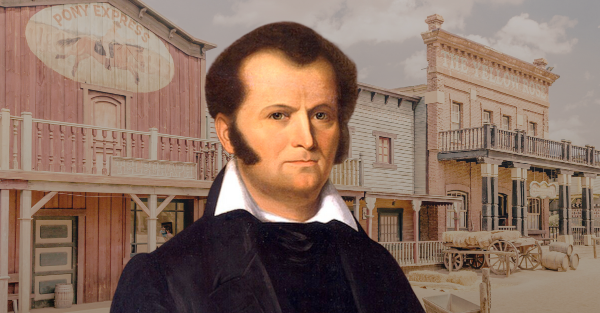 Portrait of Jim Bowie (c.1796-1836), the only known oil painting portrait painted from life.
