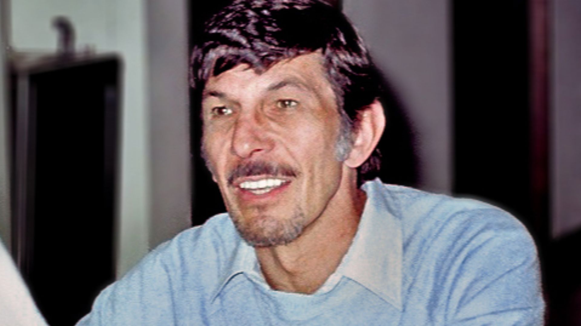 Actor Leonard Nimoy appearing at a science fiction convention.