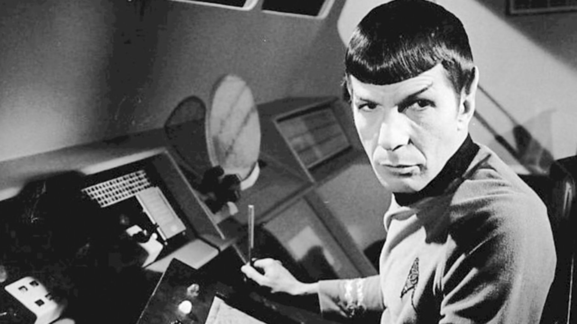 Photo of Leonard Nimoy as Spock from the television series Star Trek.