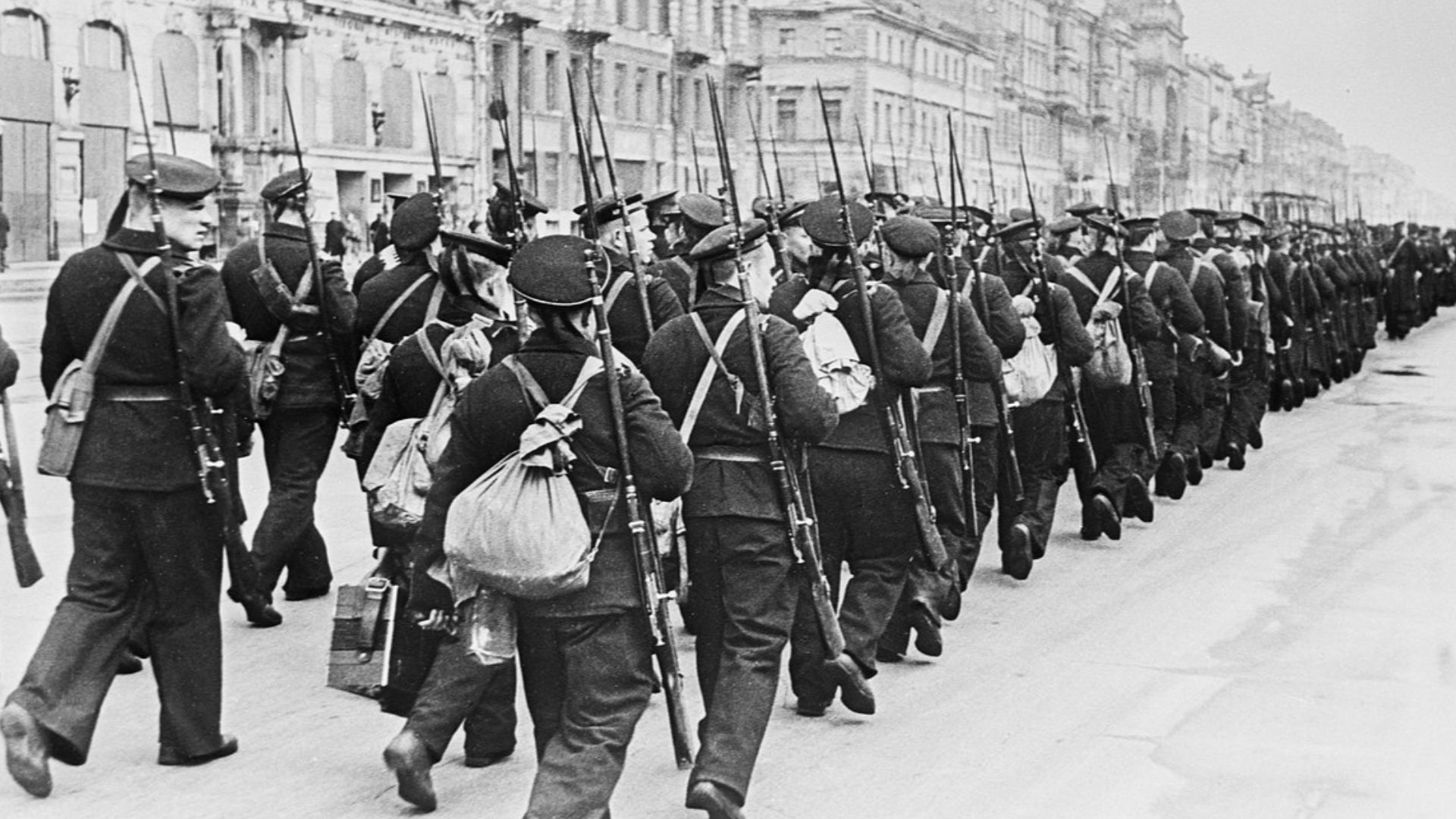 “Sailors going to the front”. Sailors going to the front. Leningrad.