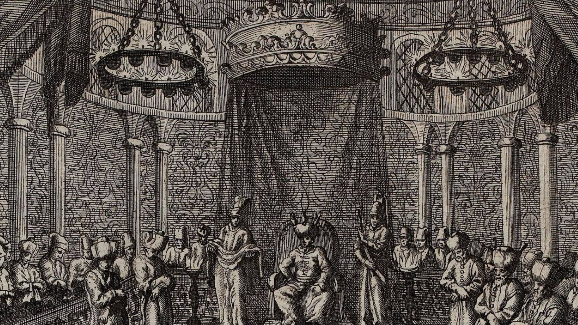 The court of Sultan Mehmed IV as depicted by the British diplomat and historian Paul Rycaut.