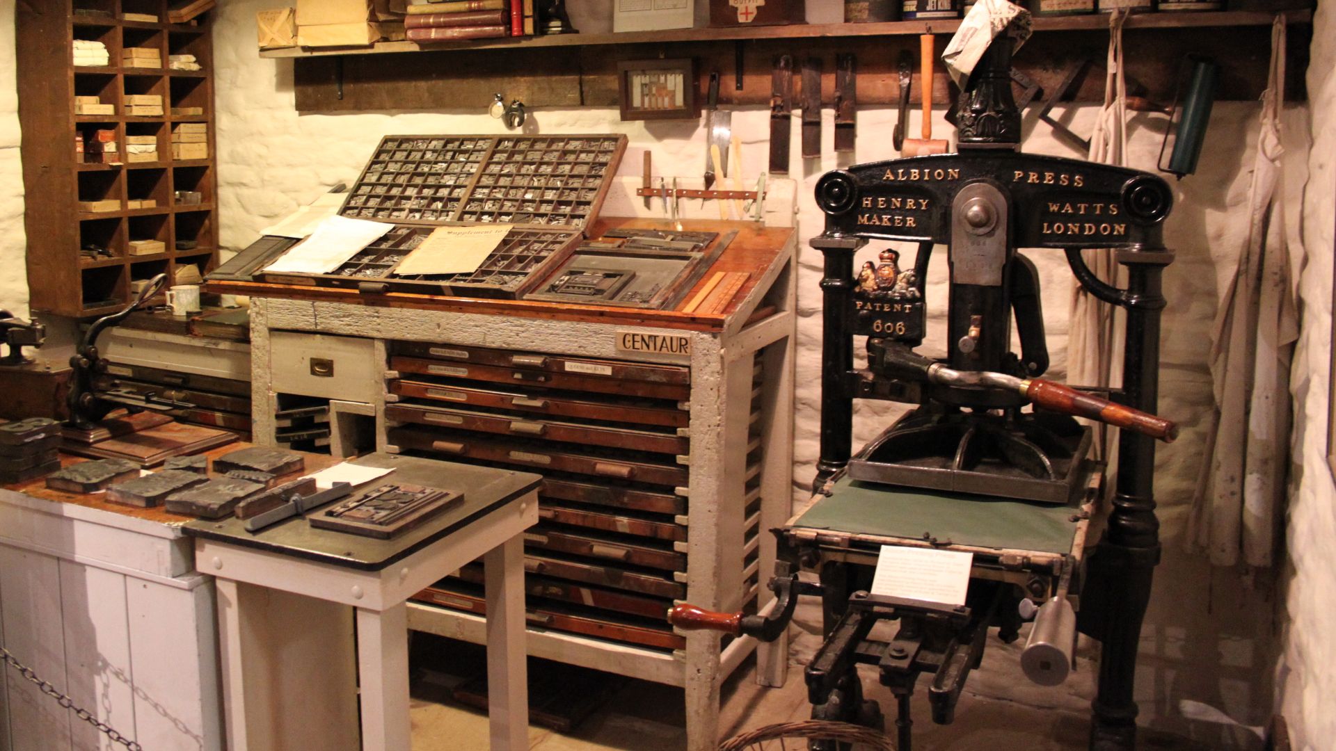 Albion Printing Press made by Henry Watts of London. Taken in Radstock Museum