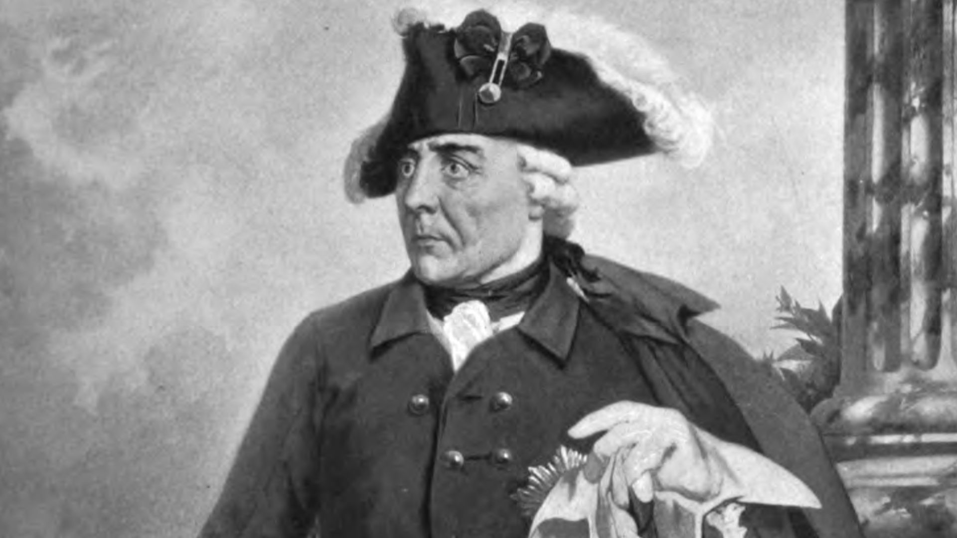Frederick the Great (from a painting by George Meyn), found in the New International Encyclopaedia 1906, volume 8, after page 210.