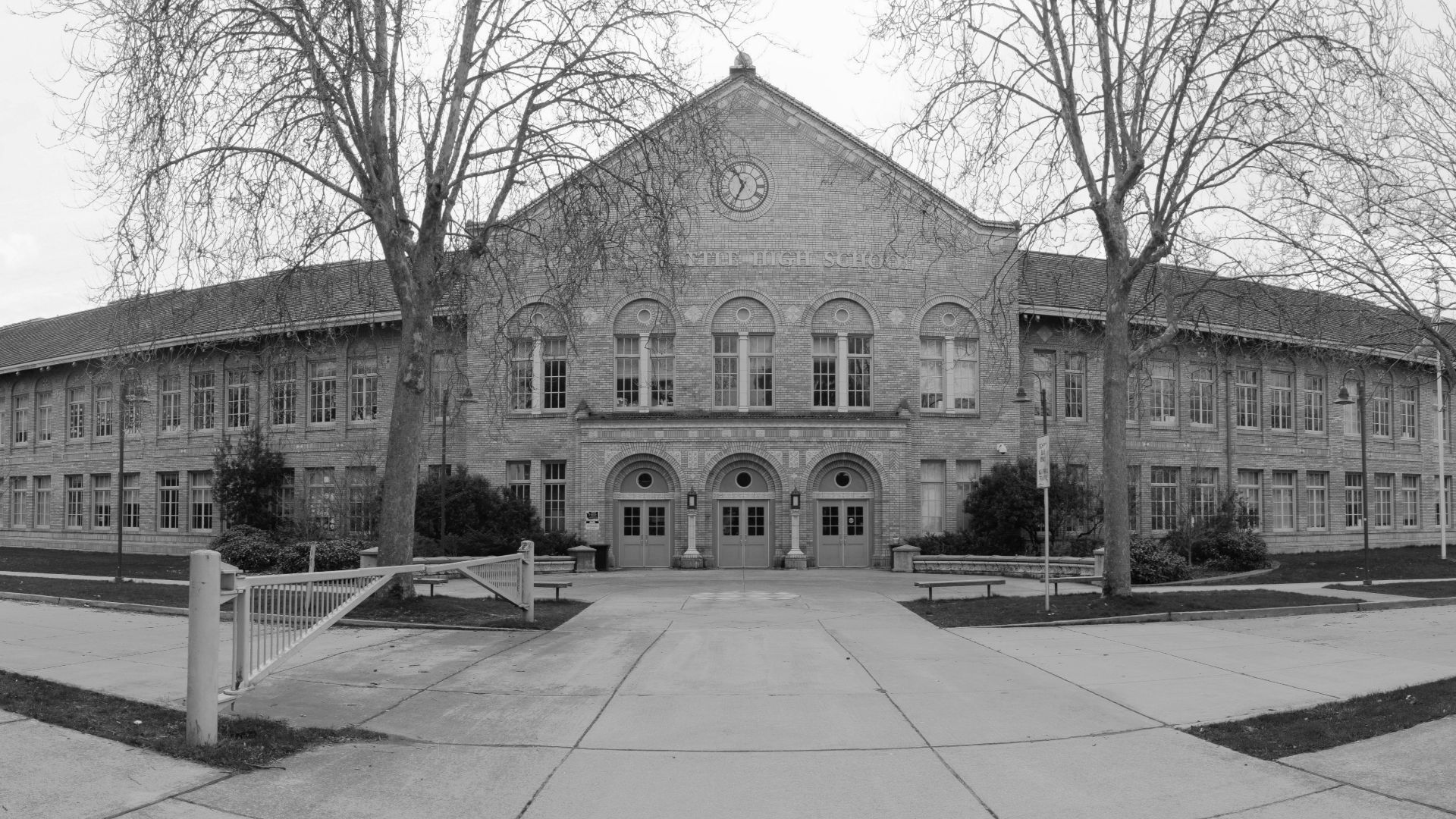 Panoramic view of West Seattle High School, Seattle, Washington.