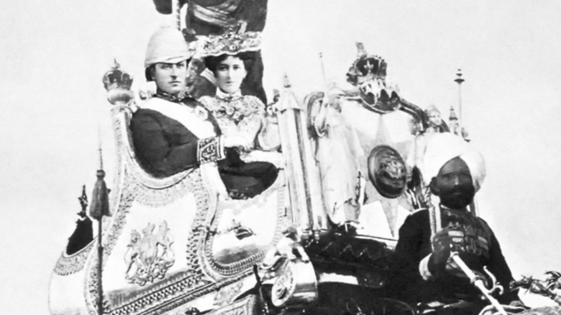 The Governor-General of India George Curzon with his wife Mary Curzon on the elephant