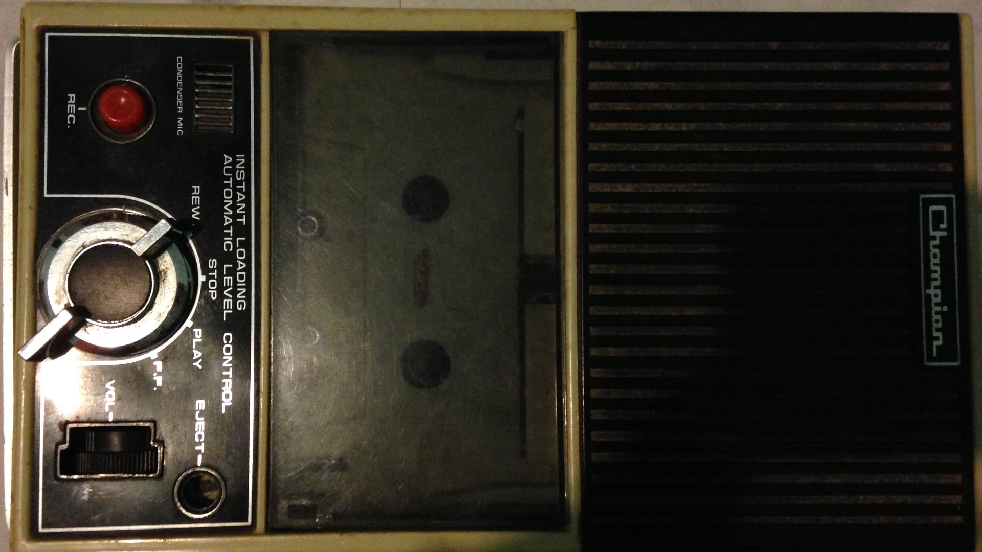 An old cassette recorder. The recorder looks like a close clone of the original Philips EL3300, especially in the internal mech layout.