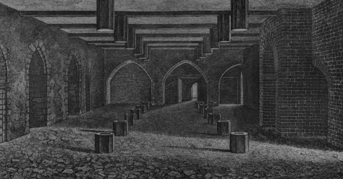 The cellar underneath the House of Lords, as drawn by William Capon. Cropped to remove watermark, and image size increased slightly.
