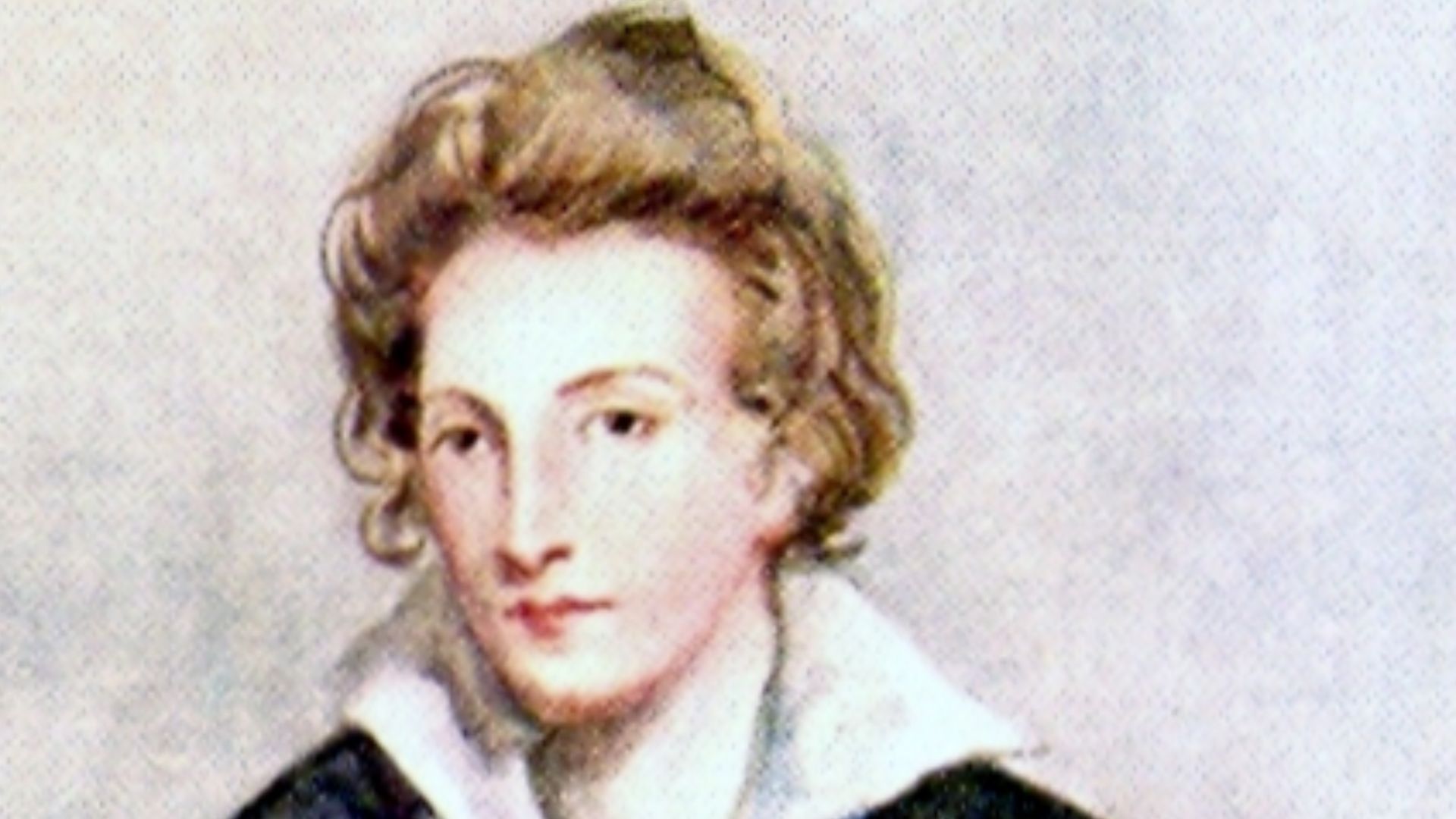 Porträt des romantischen Dichters de:Percy Bysshe Shelley (d 1822). Das Aquarell findet sich im Druck wiedergegeben als Frontispiz in der oben genannten Quelle.
