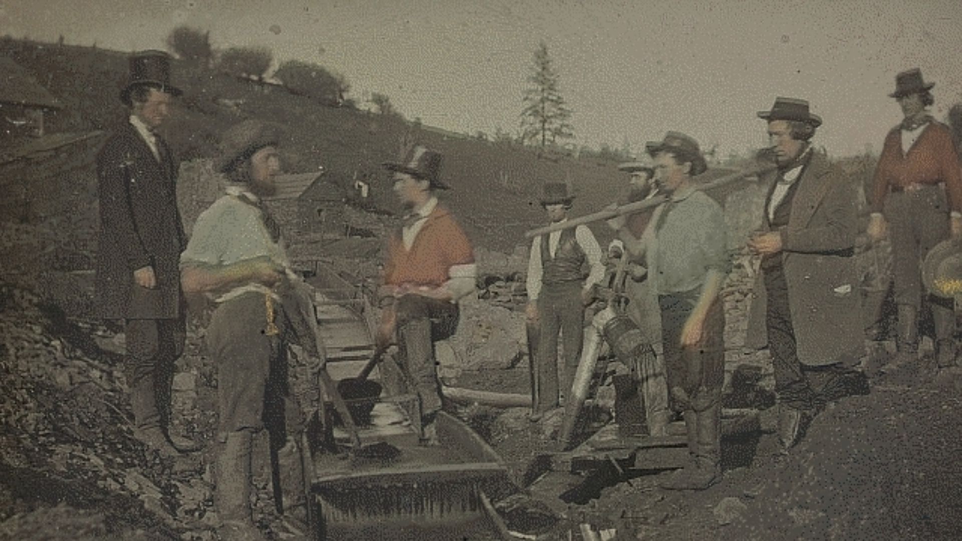 California gold miners with long tom, ca. 1850-1852; Daguerreotype, The Nelson-Atkins Museum of Art