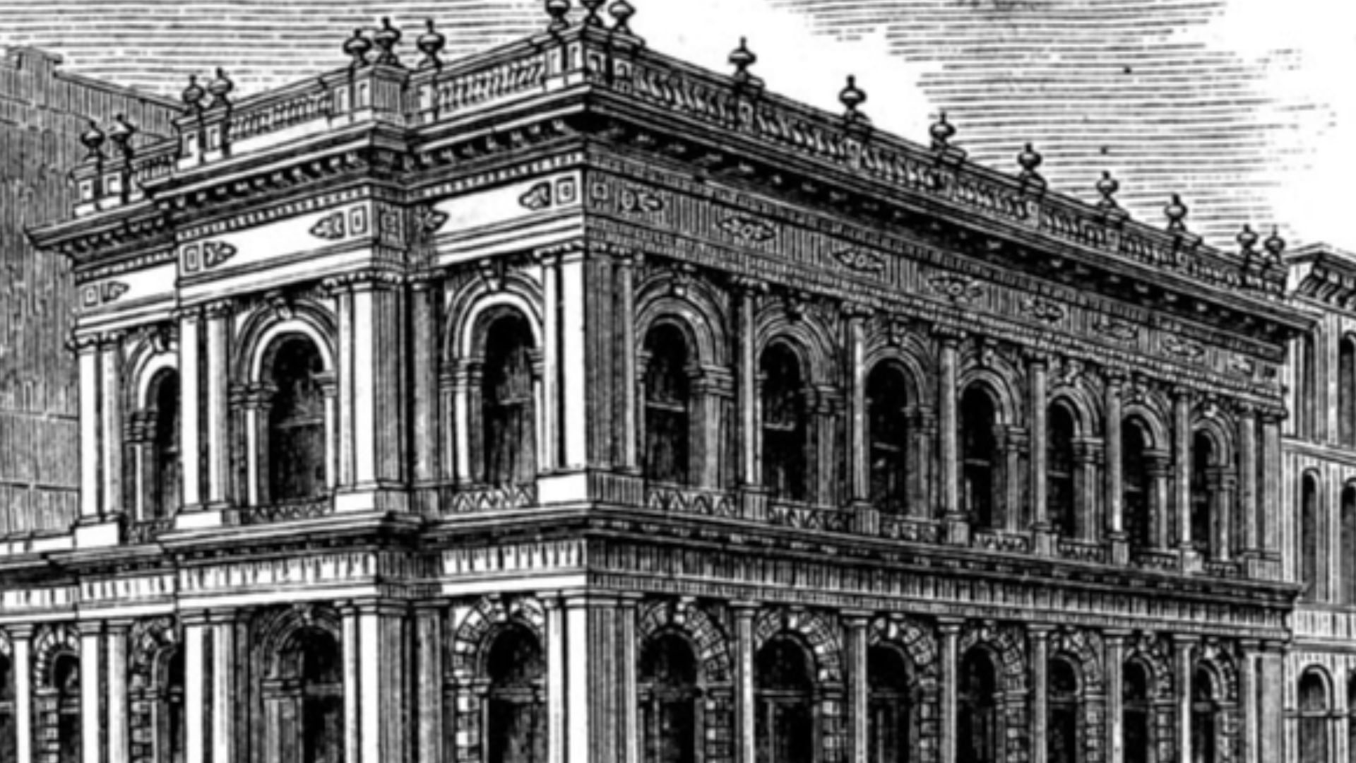 Engraving of the Bank of California building, NW corner of California & Sansome Sts., San Francisco, CA