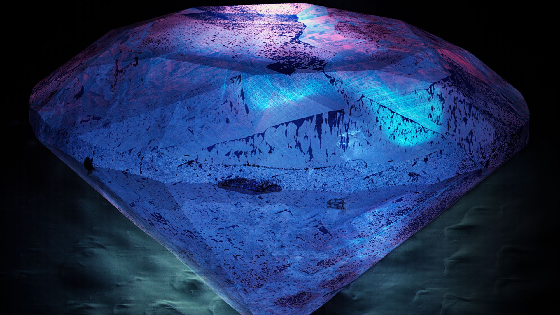Cathodoluminescence image of a diamond. SEM TESCAN MIRA3. Field of view = 3,45 mm