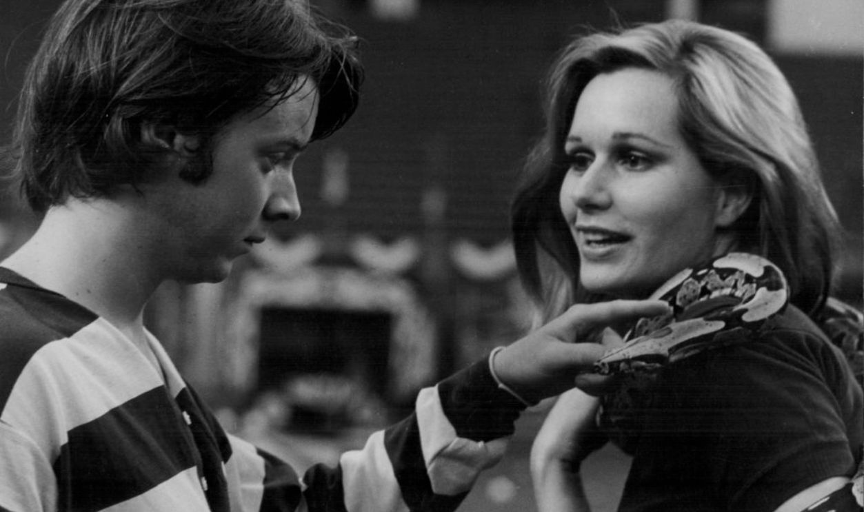 Actors Sally Kellerman and Bud Cort in a scene from the movie 'Brewster McCloud', 1970. 