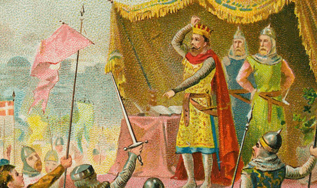 Emperor Frederic II is crowned King of Jerusalem, in 1229 during the Sixth Crusade (12281229).(French: 6e croisade- L'Empereur Frederic II se couronnant roi de Jerusalem, 1229). Frederick II (1194 1250), Holy Roman Emperor (12201250). Liebig card, The Crusades, 1897.