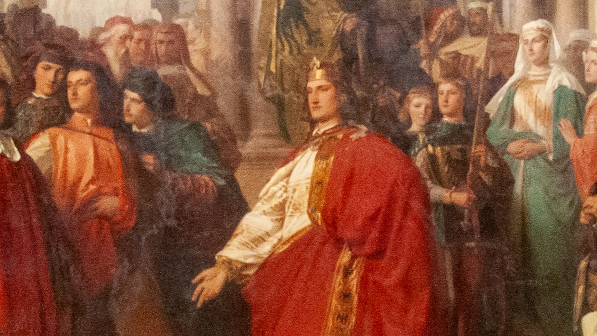 File:Arthur von Ramberg - The Court of Emperor Frederick II in Palermo - with frame.jpg