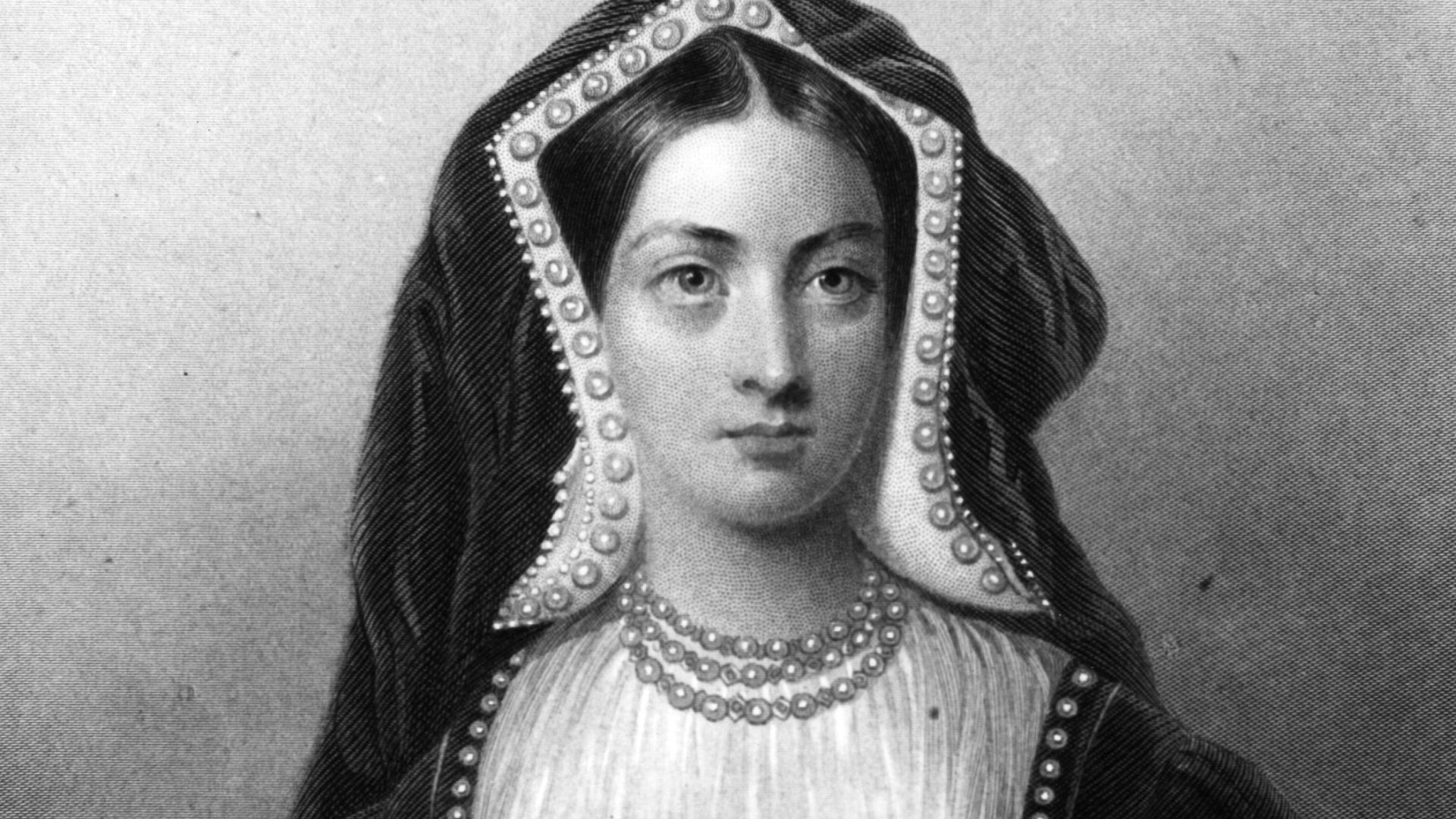 Engraving of Queen Catherine of Aragon From Biographical sketches of the Queens of England .