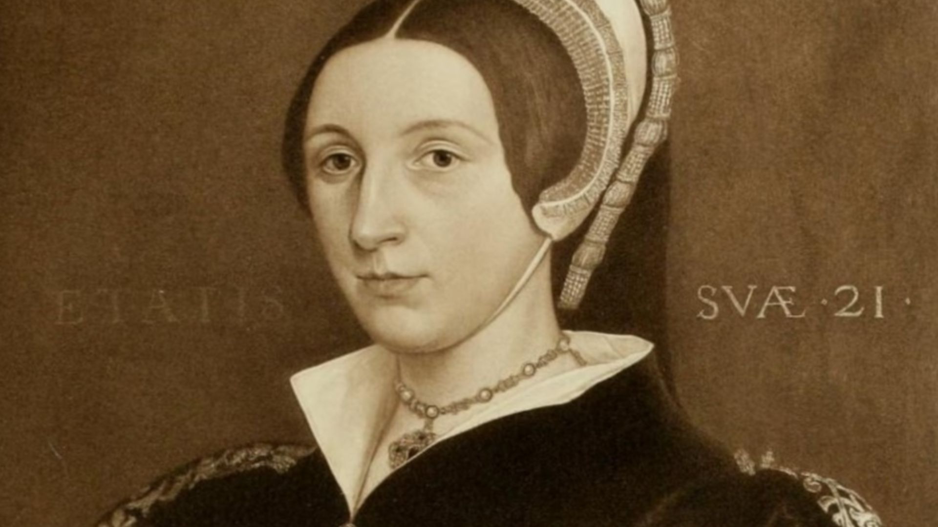 Portrait of a lady, probably of the Cromwell family, perhaps Elizabeth Seymour (c.1518–1568), sister of Jane, third consort of Henry VIII and wife of Gregory Cromwell, 1st Baron Cromwell. Engraving by unknown artist, after Hans Holbein the Younger