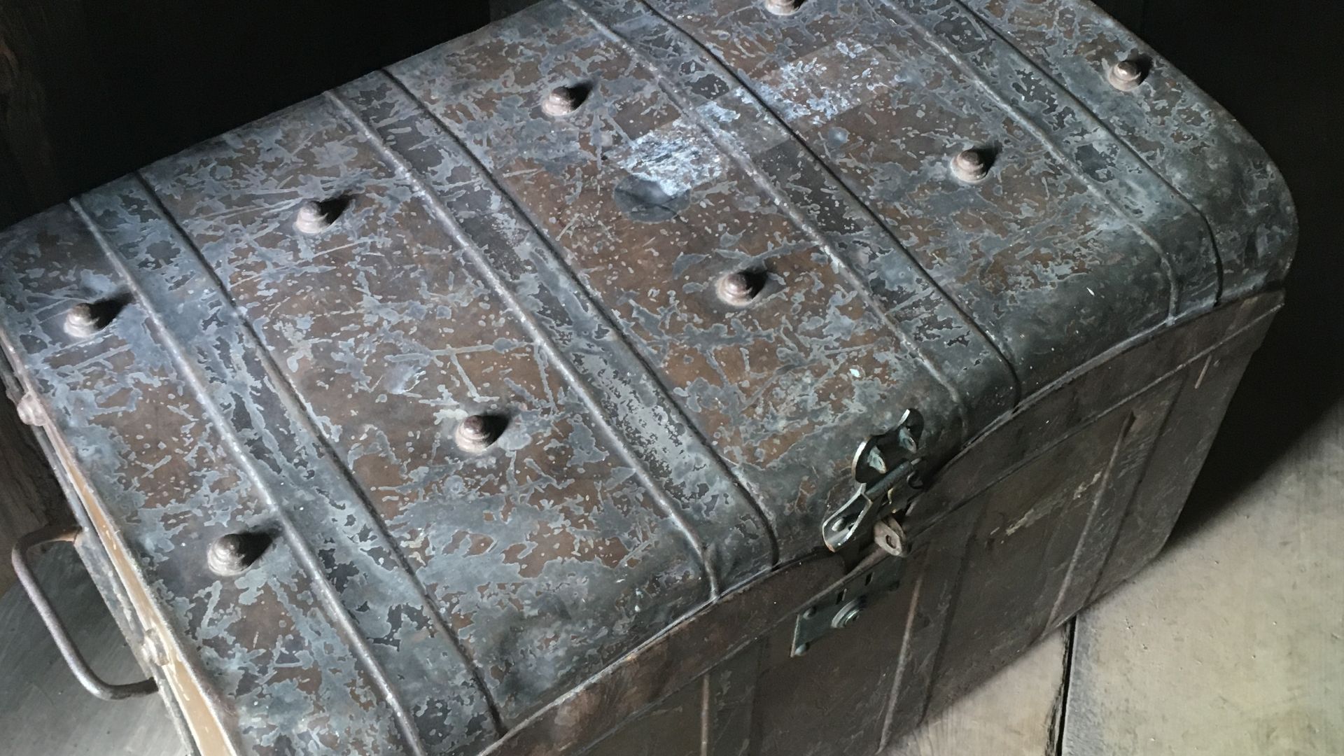 Chest inside the log house at Fanshawe Pioneer Village, London, Ontario